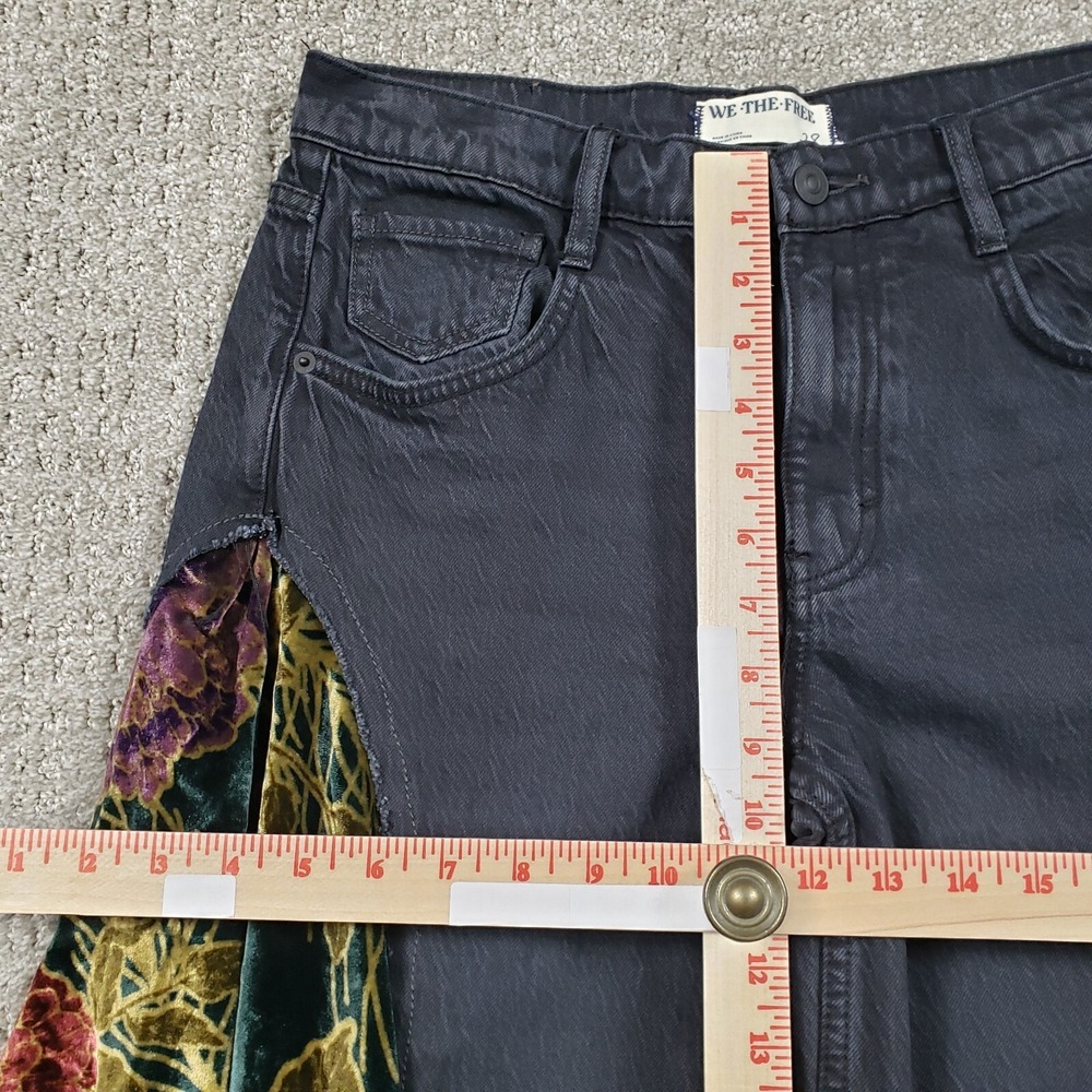 We the Free People Jeans 28 (33x29) Black Just Frills Low-Rise Wide-Leg Boho - Picture 12 of 16